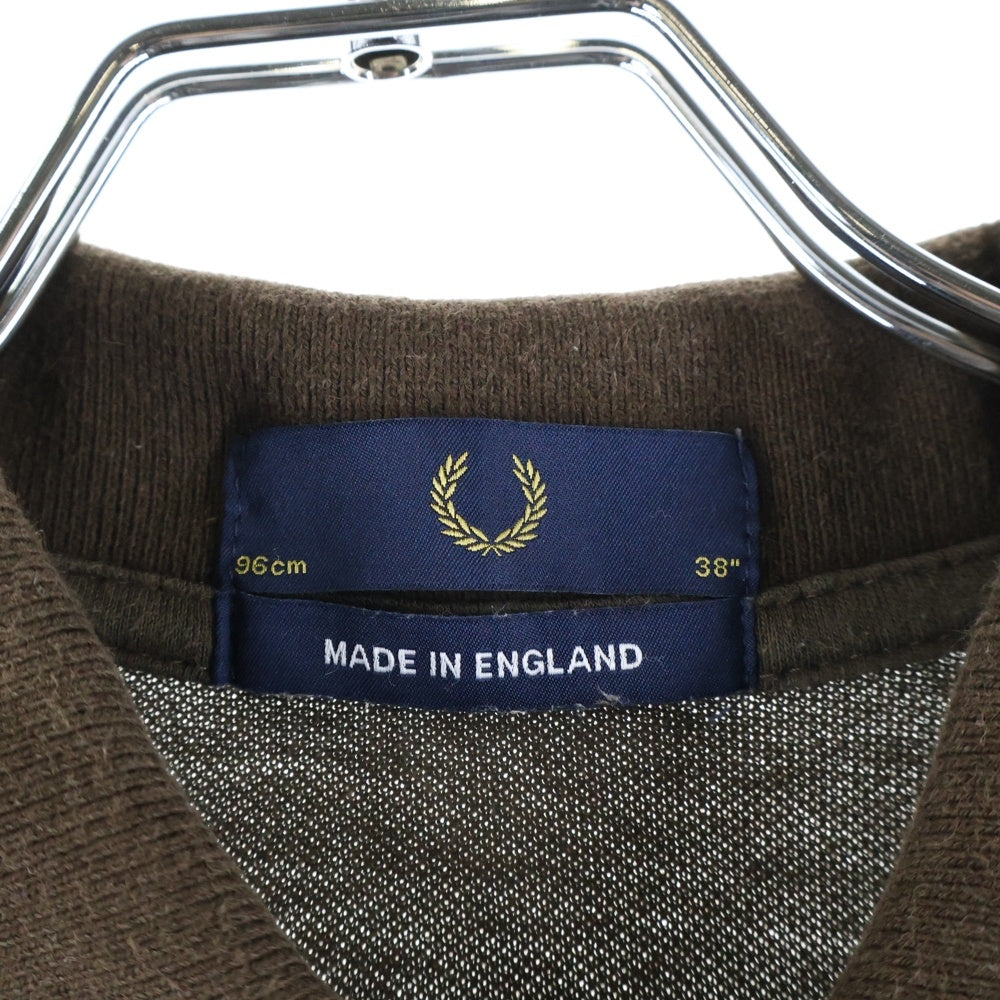FRED PERRY(フレッドペリー) UK製 ロゴ刺繍 コットン 半袖ポロシャツ ブラウン