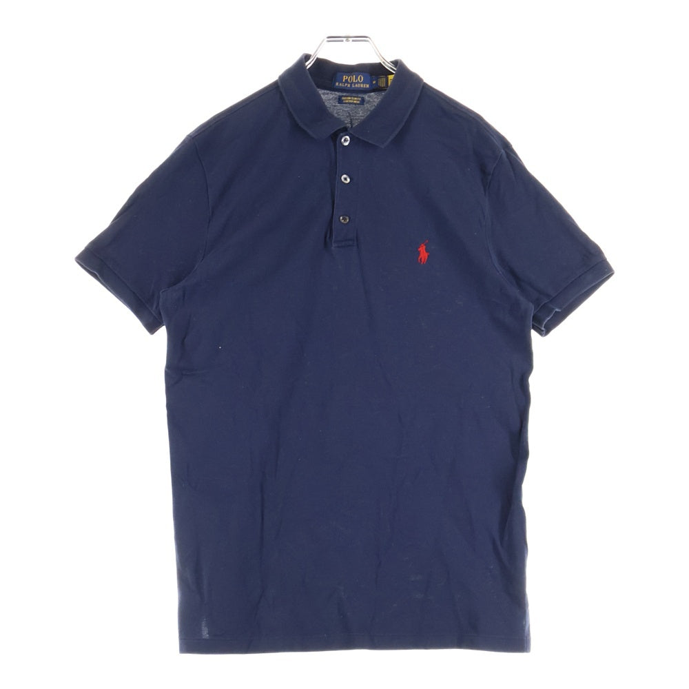 POLO RALPH LAUREN(ポロラルフローレン) CUSTOM SLIM FIT スモールポニー刺繍 コットン 半袖ポロシャツ ネイビー