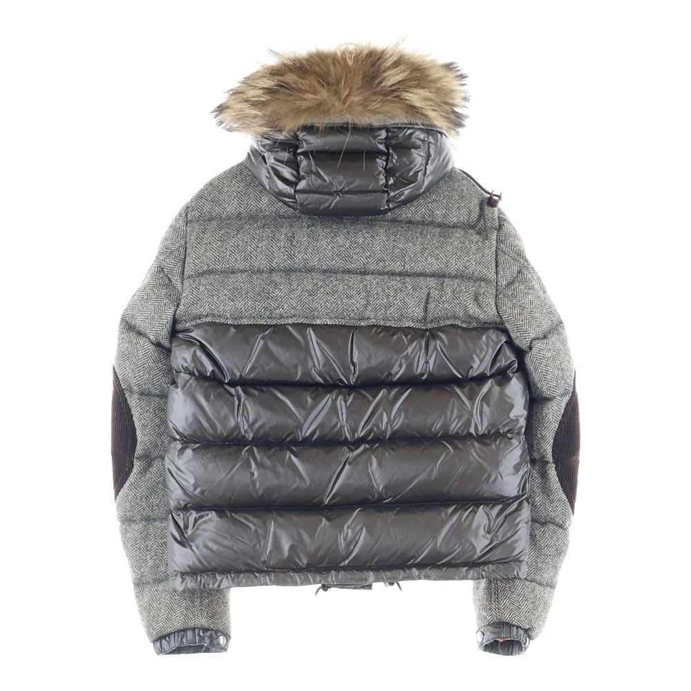MONCLER(モンクレール) ANTHIME GIUBBOTTO 切替デザイン コーデュロイエルボーパッチ アンティーム フーデッドダウンジャケット グレー/ブラウン 120914195025 54469