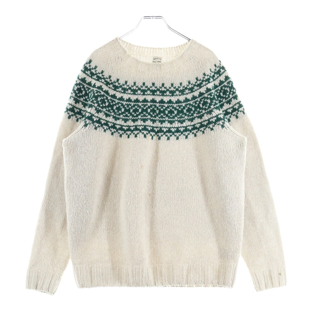 SHETLAND ISLES WOOLLEN MILLS(シェトランドアイルウールンミルズ) UK製 ノルディック柄 ウールニット セーター ベージュ