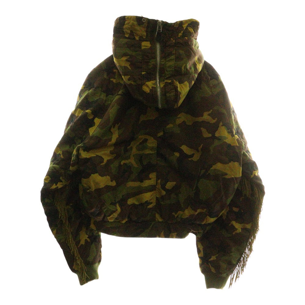 adidas(アディダス) ×JEREMY SCOTT ジェレミースコット フリンジ フーデッド フライト ボンバージャケット カモフラ 迷彩 カーキ O21084