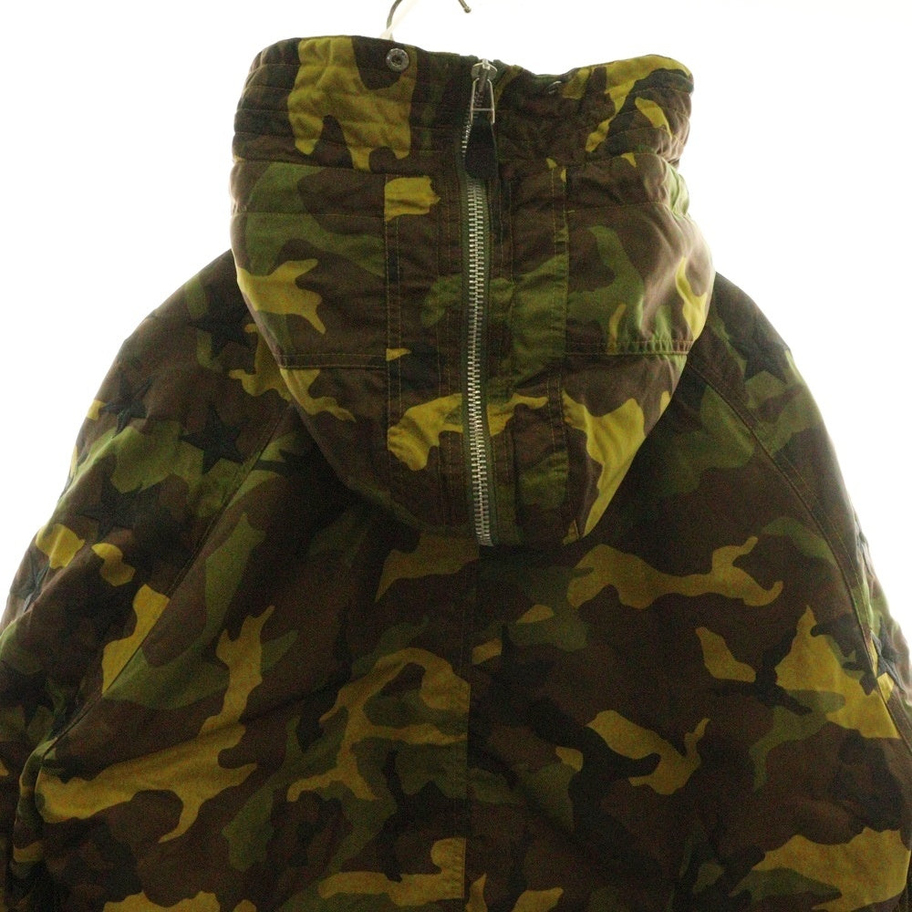 adidas(アディダス) ×JEREMY SCOTT ジェレミースコット フリンジ フーデッド フライト ボンバージャケット カモフラ 迷彩 カーキ O21084