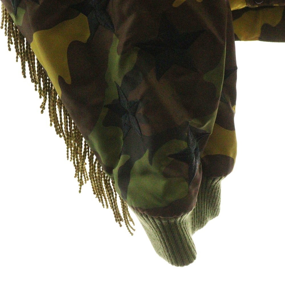 adidas(アディダス) ×JEREMY SCOTT ジェレミースコット フリンジ フーデッド フライト ボンバージャケット カモフラ 迷彩 カーキ O21084