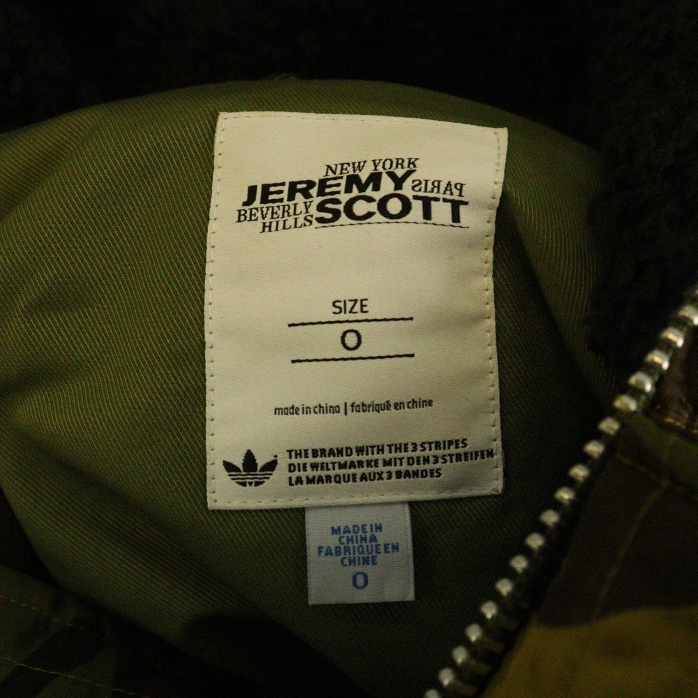adidas(アディダス) ×JEREMY SCOTT ジェレミースコット フリンジ フーデッド フライト ボンバージャケット カモフラ 迷彩 カーキ O21084