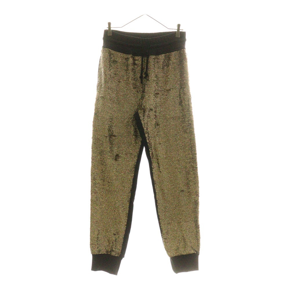 DRIES VAN NOTEN(ドリスヴァンノッテン) スパンコールデザイン ドローストリング リブ スウェットパンツ ブラック/ゴールド