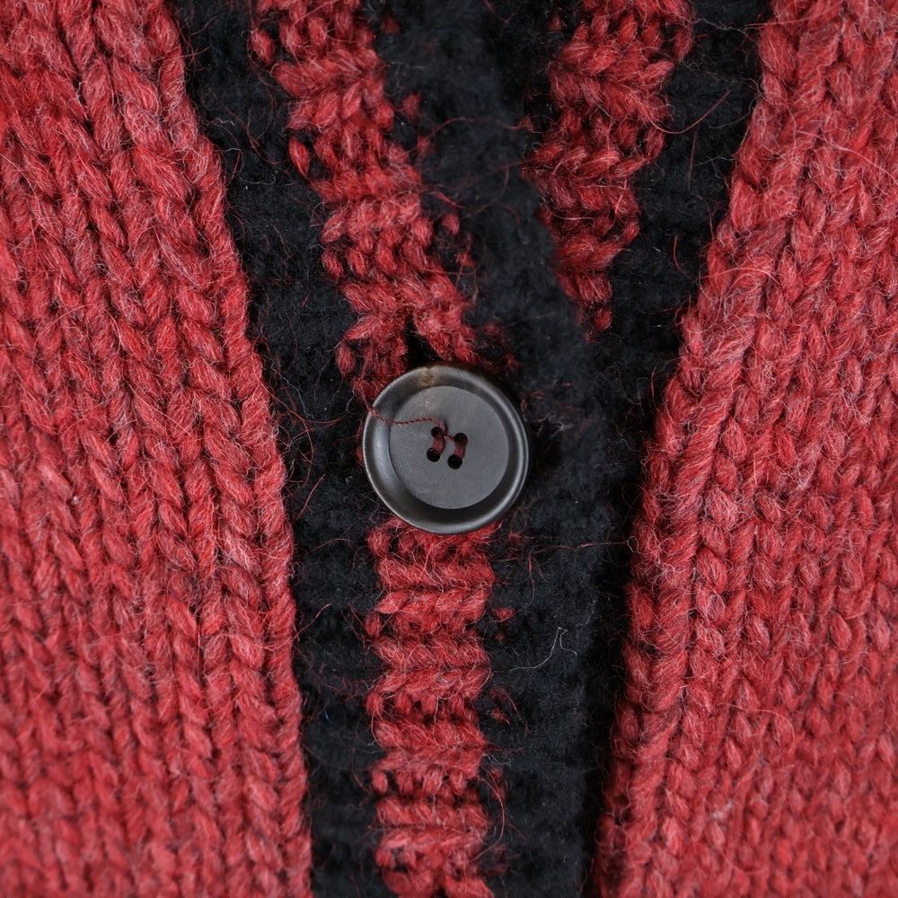 YEEZY SEASON 5(イージーシーズンファイブ) CALASABAS GRAPHIC CARDIGAN 両面アームワッペン刺繍 ウール混 ニットカーディガン レッド/ブラック KW5U2039-C15