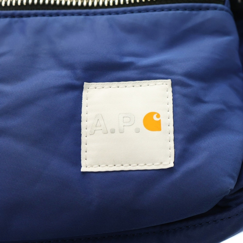 A.P.C(アーペーセー) ×CARHARTT WIP カーハート マルチポケット ロゴデザインパッチ バックパック リュックサック ブルー