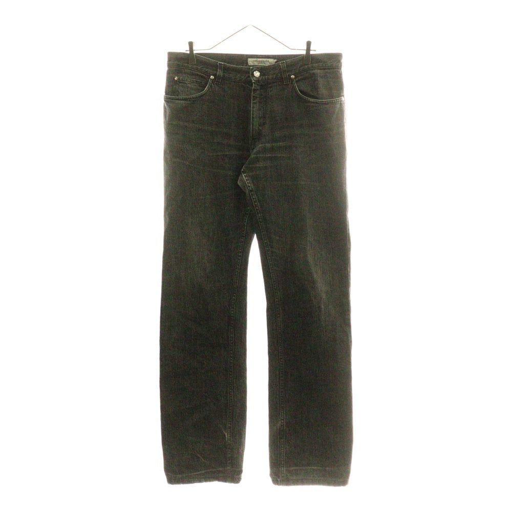 YVES SAINT LAURENT(イヴサンローラン) マルチポケット ロゴデザインモチーフボタン ジップアップ デニムパンツ ブラック YL604