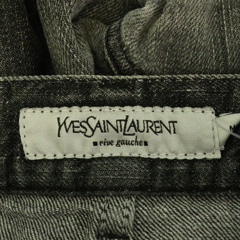 YVES SAINT LAURENT(イヴサンローラン) マルチポケット ロゴデザインモチーフボタン ジップアップ デニムパンツ ブラック YL604