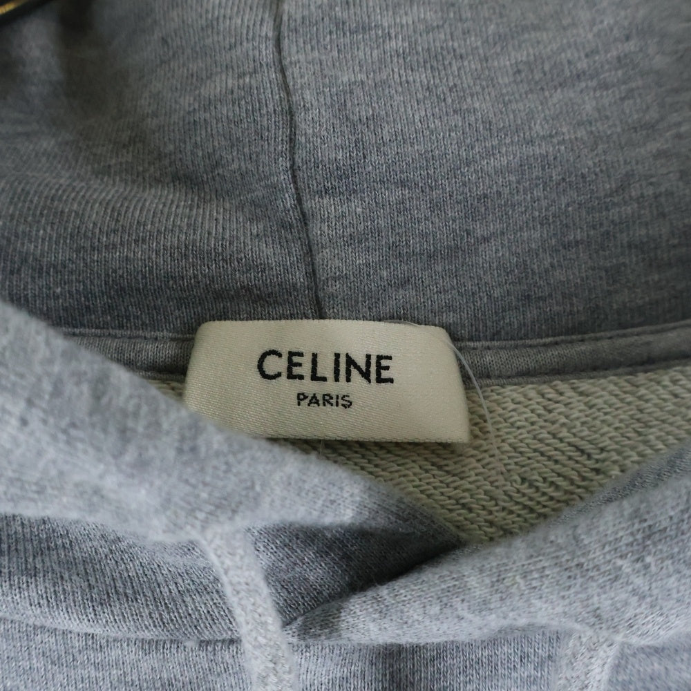 CELINE(セリーヌ) HOODIE IN COTTON FLEECE フロントロゴデザイン カンガルーポケット フーデッド スウェット パーカー グレー 2Y321670Q