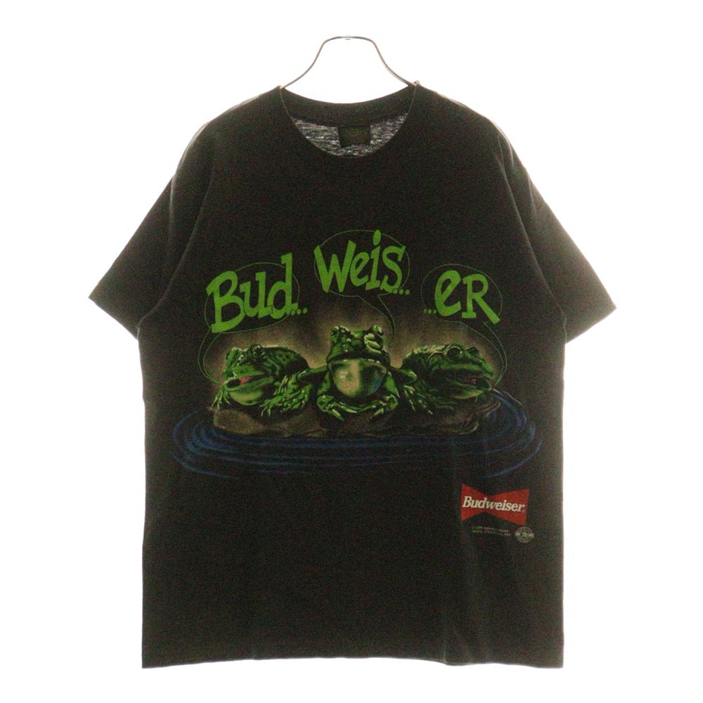 VINTAGE(ヴィンテージ) 90S Budweiser Frog Tee バドワイザー フロッグ プリント クルーネック 半袖Tシャツ カットソー ブラック