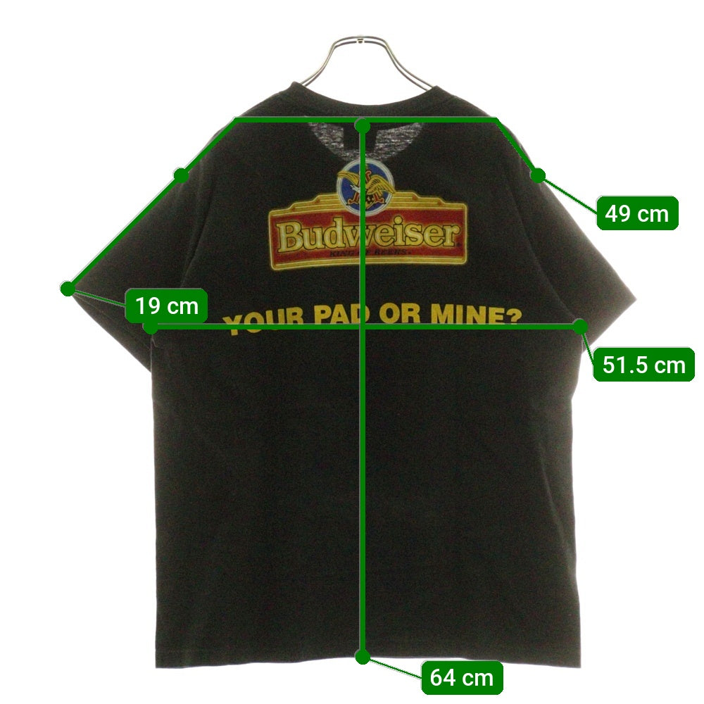 VINTAGE(ヴィンテージ) 90S Budweiser Frog Tee バドワイザー フロッグ プリント クルーネック 半袖Tシャツ カットソー ブラック