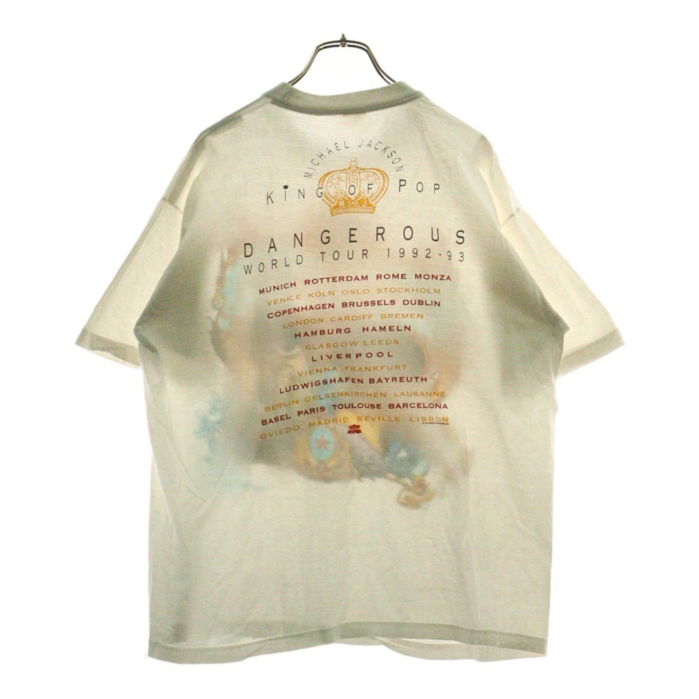 VINTAGE(ヴィンテージ) 90S Michael Jackson DANGEROUS マイケルジャクソン デンジャラス プリント クルーネック 半袖Tシャツ カットソー ホワイト