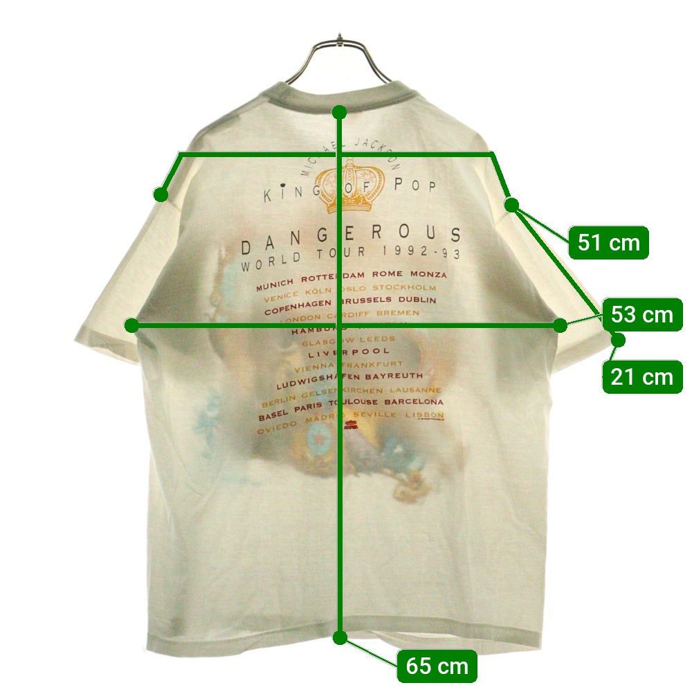 VINTAGE(ヴィンテージ) 90S Michael Jackson DANGEROUS マイケルジャクソン デンジャラス プリント クルーネック 半袖Tシャツ カットソー ホワイト
