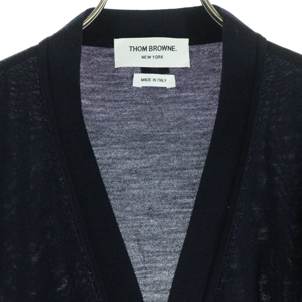 THOM BROWNE(トムブラウン) 4BAR クラシック Vネック ファイン メリノウール ニット カーディガン ネイビー MKC002A-Y1014-001
