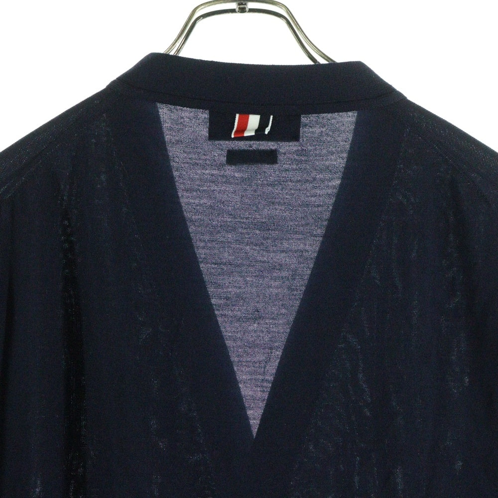 THOM BROWNE(トムブラウン) 4BAR クラシック Vネック ファイン メリノウール ニット カーディガン ネイビー MKC002A-Y1014-001