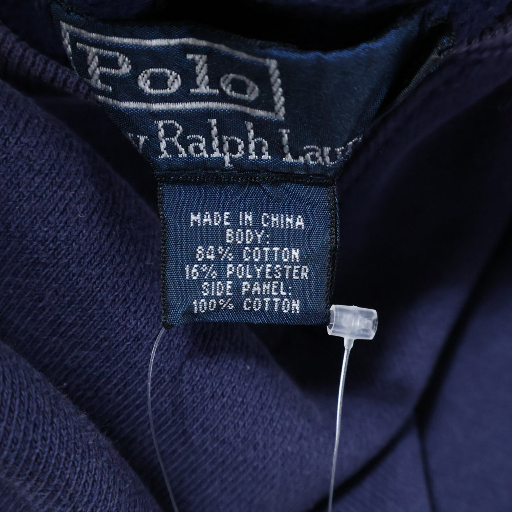 POLO RALPH LAUREN(ポロラルフローレン) 中国製 スモールポニー刺繍 コットンポリ Vガゼット スウェット トレーナー ネイビー