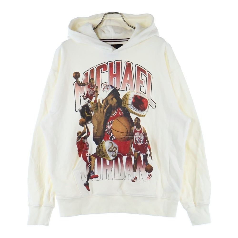 NIKE(ナイキ) JORDAN BRAND M J FLIGHT GFX FLC PO SAIL フロントプリント コットンスウェット プルオーバーパーカー ホワイト HJ4396-133