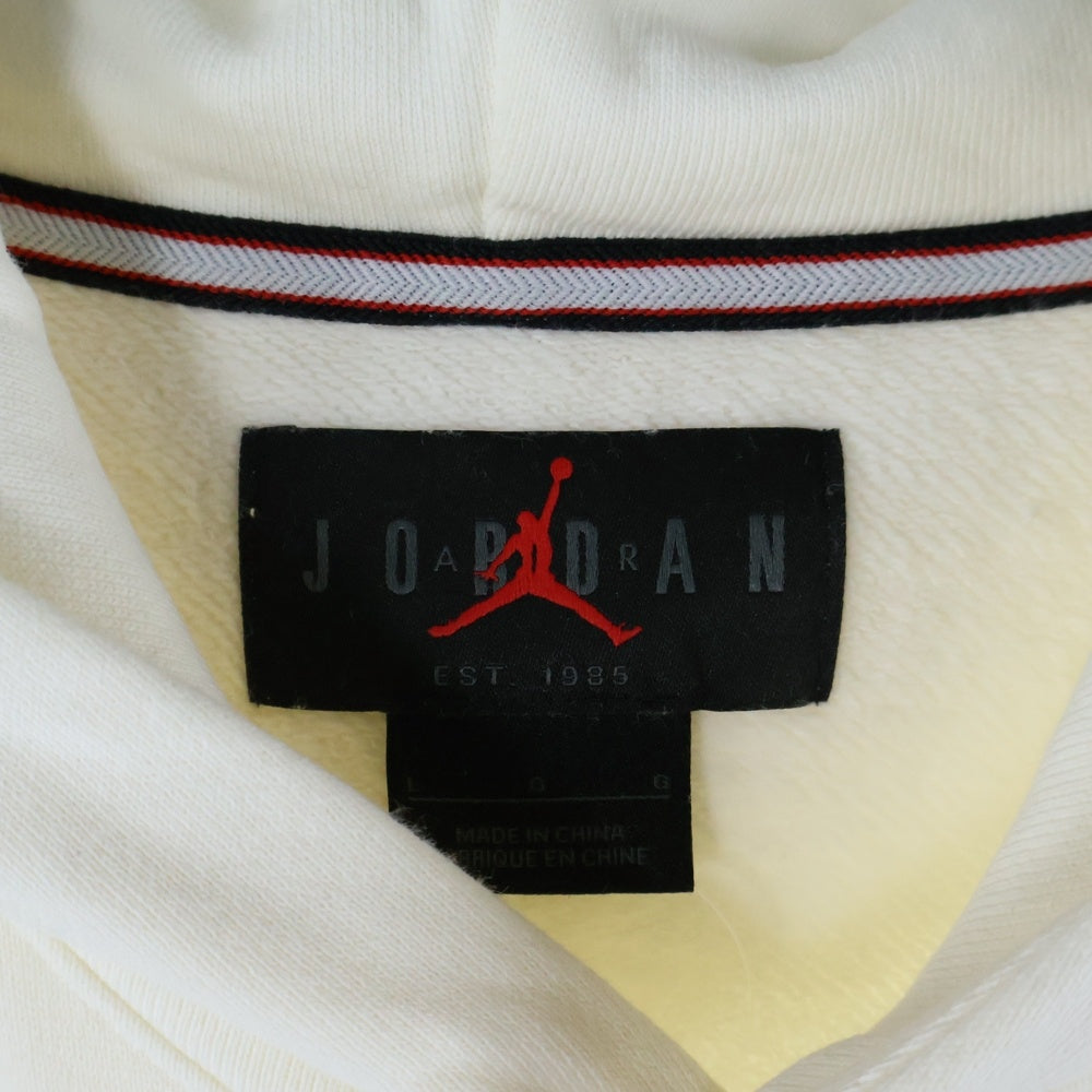 NIKE(ナイキ) JORDAN BRAND M J FLIGHT GFX FLC PO SAIL フロントプリント コットンスウェット プルオーバーパーカー ホワイト HJ4396-133