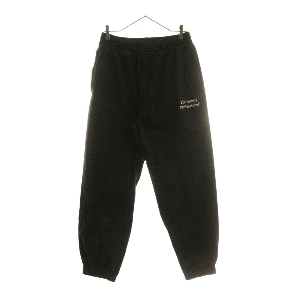 ENNOY(エンノイ) 24AW フロントロゴデザイン マルチポケット ドローストリング ジップアップ ナイロンパンツ ブラック AW24BRENPT04LP