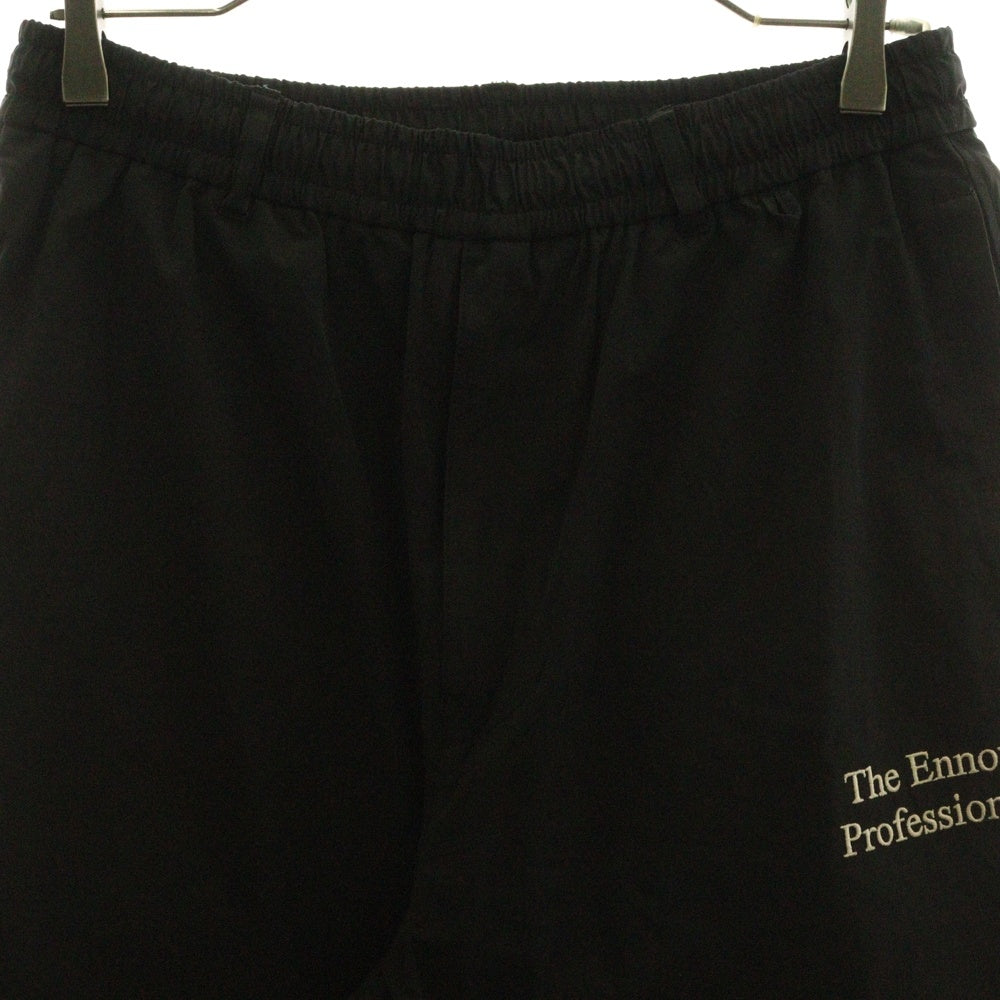 ENNOY(エンノイ) 24AW フロントロゴデザイン マルチポケット ドローストリング ジップアップ ナイロンパンツ ブラック AW24BRENPT04LP