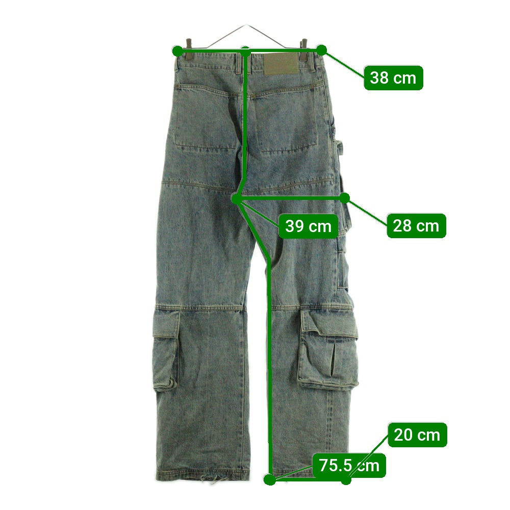 entire studios(エンタイア スタジオ) 24SS HEAVY DENIM CARGO ヘビー マルチポケット ジップアップ デニム カーゴパンツ インディゴ ES2430SW