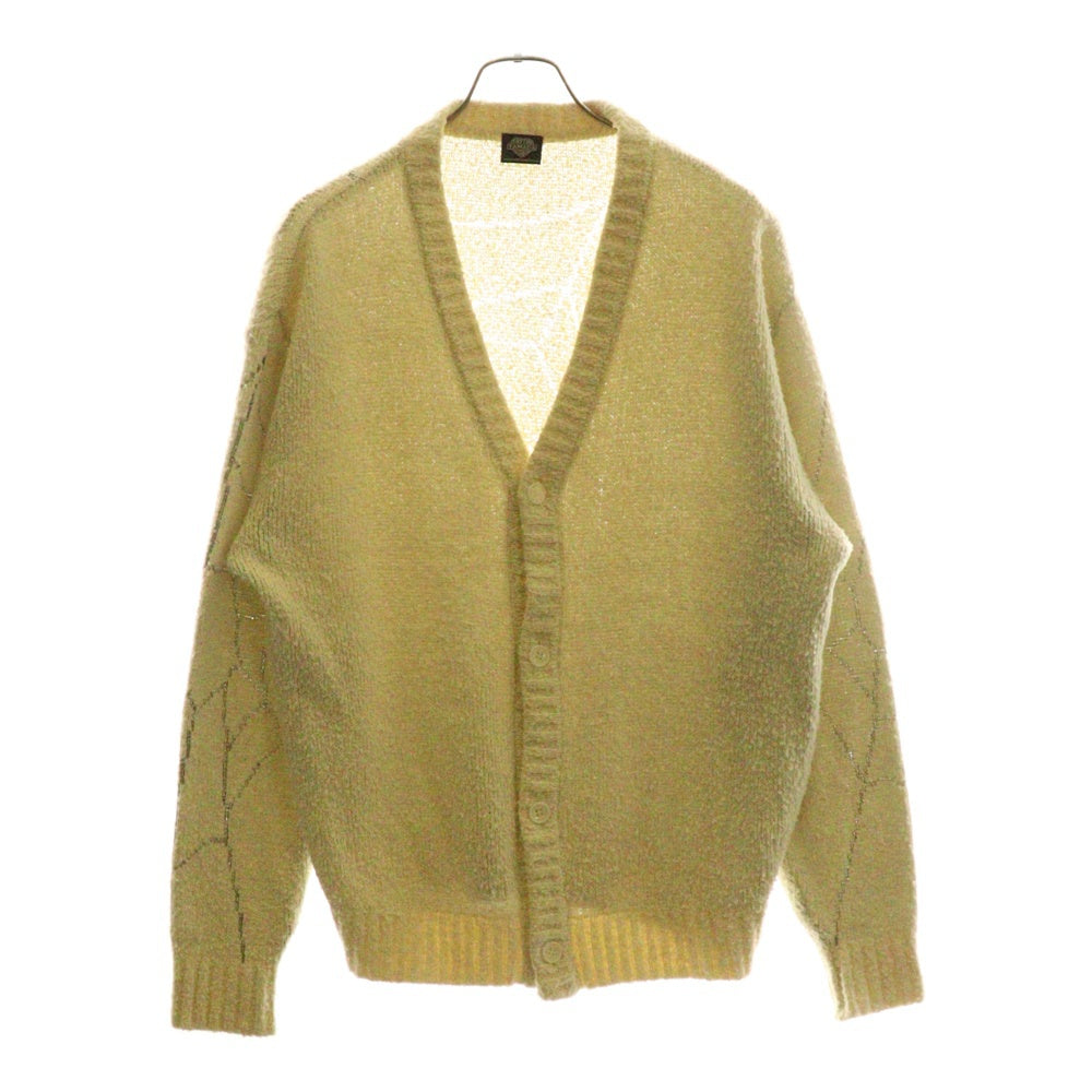NO BRAND(ノーブランド) TATTOO STUDIO YAMADA タトゥースタジオヤマダ SPIDERWEB BOUCLE COTTON CARDIGAN スパイダーウェブ コットンニット カーディガン ホワイト