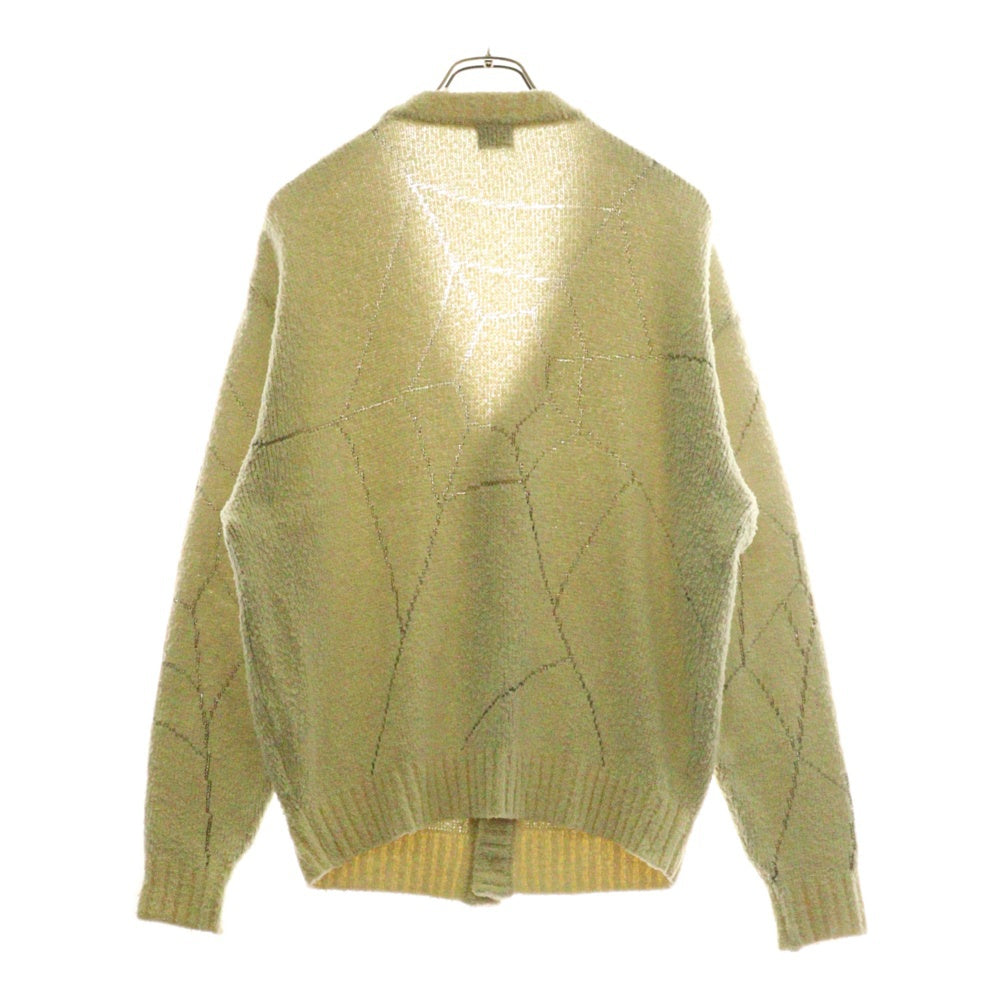 NO BRAND(ノーブランド) TATTOO STUDIO YAMADA タトゥースタジオヤマダ SPIDERWEB BOUCLE COTTON CARDIGAN スパイダーウェブ コットンニット カーディガン ホワイト