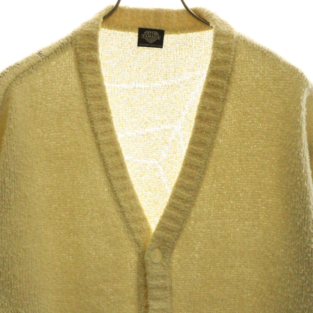 NO BRAND(ノーブランド) TATTOO STUDIO YAMADA タトゥースタジオヤマダ SPIDERWEB BOUCLE COTTON CARDIGAN スパイダーウェブ コットンニット カーディガン ホワイト