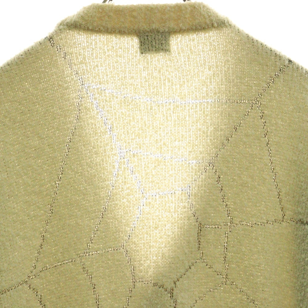 NO BRAND(ノーブランド) TATTOO STUDIO YAMADA タトゥースタジオヤマダ SPIDERWEB BOUCLE COTTON CARDIGAN スパイダーウェブ コットンニット カーディガン ホワイト