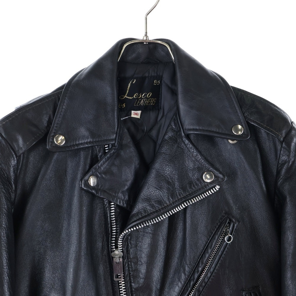 VINTAGE(ヴィンテージ) Lesco Leather レスコレザー SERVALジッパー レザー ダブルライダースジャケット ブラック