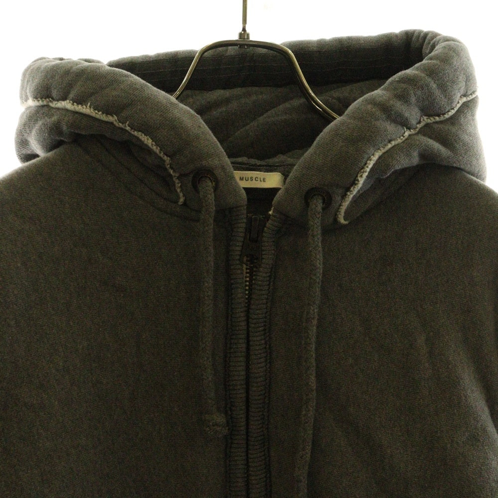 Abercrombie&Fitch(アバクロンビーアンドフィッチ) コットン 裏地キルティング ジップアップパーカー フーディー グレー