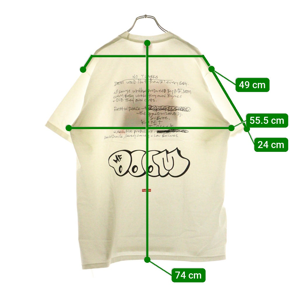 SUPREME(シュプリーム) 23AW MF Doom Tee MFドゥーム 両面プリント 半袖Tシャツ カットソー ホワイト