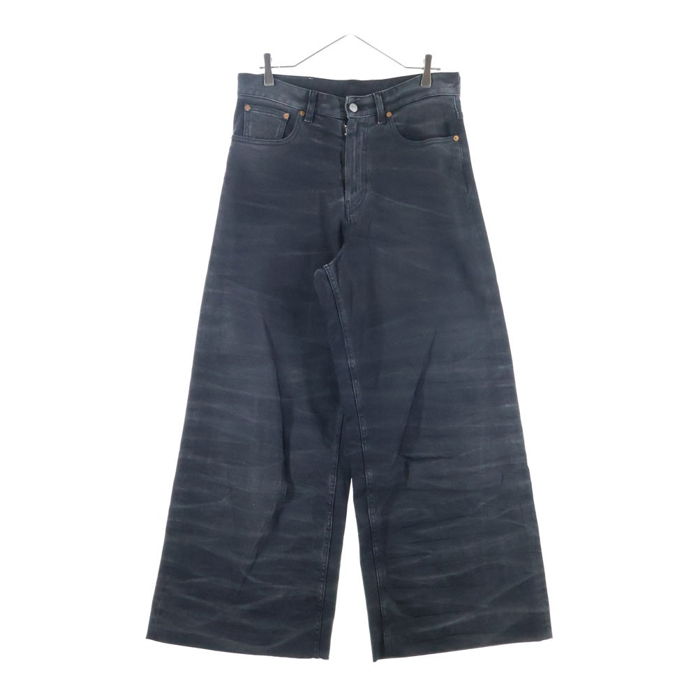 MM6 Maison Margiela(エムエムシックスメゾンマルジェラ) 5POCKET WIDE DENIM PANT ウォッシュ加工 5ポケット ジップフライワイドデニムパンツ ブラック S52LA0200 S30868