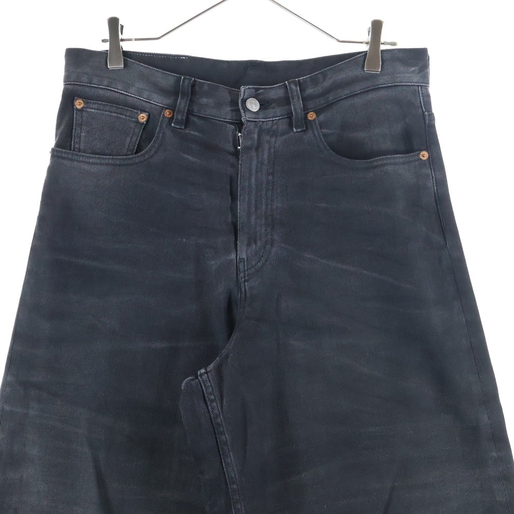 MM6 Maison Margiela(エムエムシックスメゾンマルジェラ) 5POCKET WIDE DENIM PANT ウォッシュ加工 5ポケット ジップフライワイドデニムパンツ ブラック S52LA0200 S30868