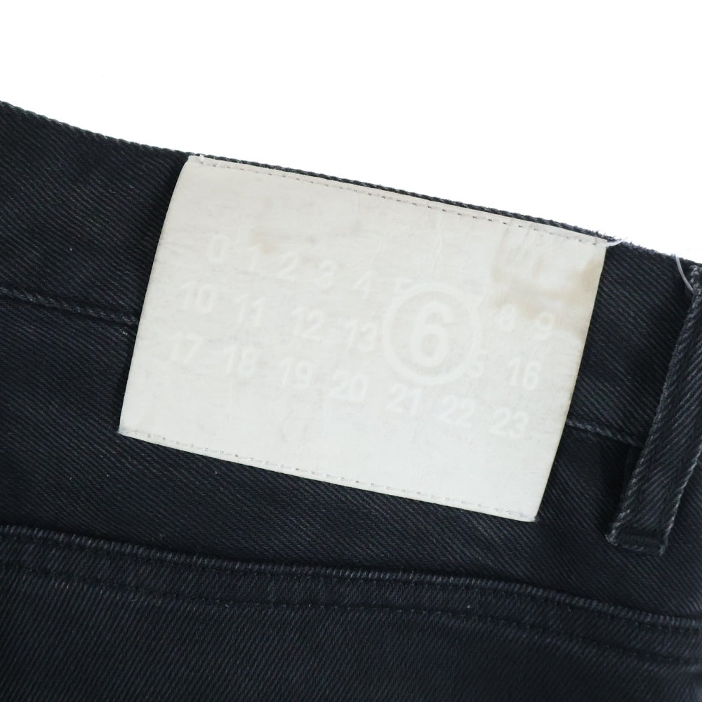 MM6 Maison Margiela(エムエムシックスメゾンマルジェラ) 5POCKET WIDE DENIM PANT ウォッシュ加工 5ポケット ジップフライワイドデニムパンツ ブラック S52LA0200 S30868