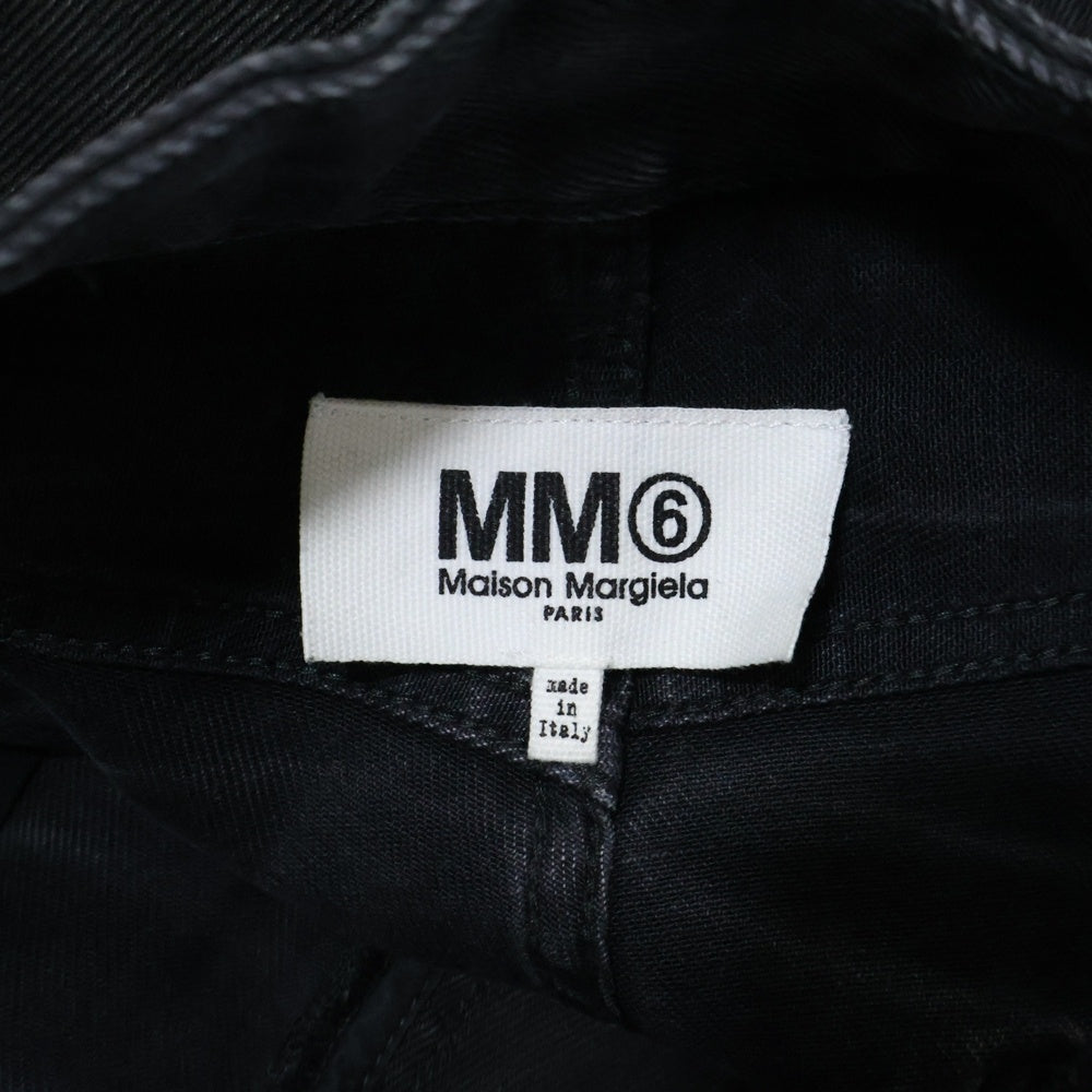MM6 Maison Margiela(エムエムシックスメゾンマルジェラ) 5POCKET WIDE DENIM PANT ウォッシュ加工 5ポケット ジップフライワイドデニムパンツ ブラック S52LA0200 S30868