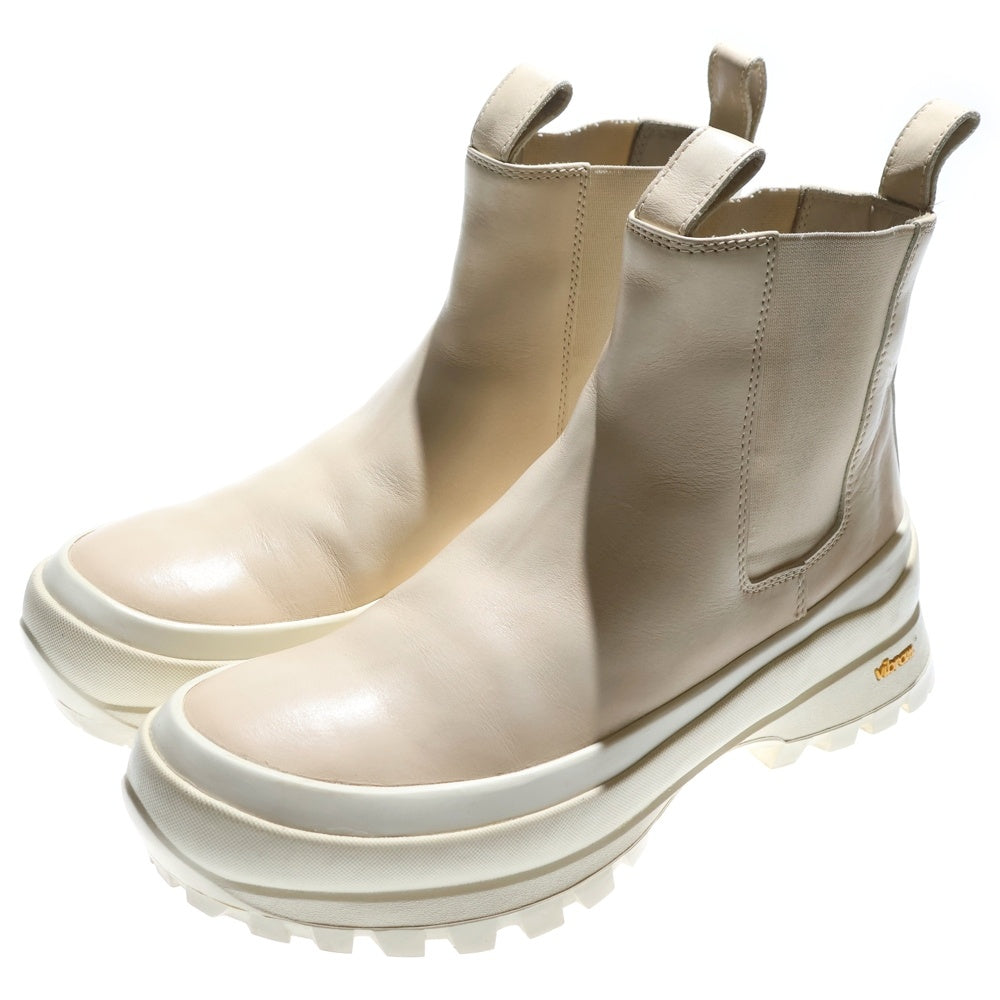 JIL SANDER(ジルサンダー) CHELSEA BOOTS VIBRAMソール サイドゴア レザーブーツ ベージュ JP33510A