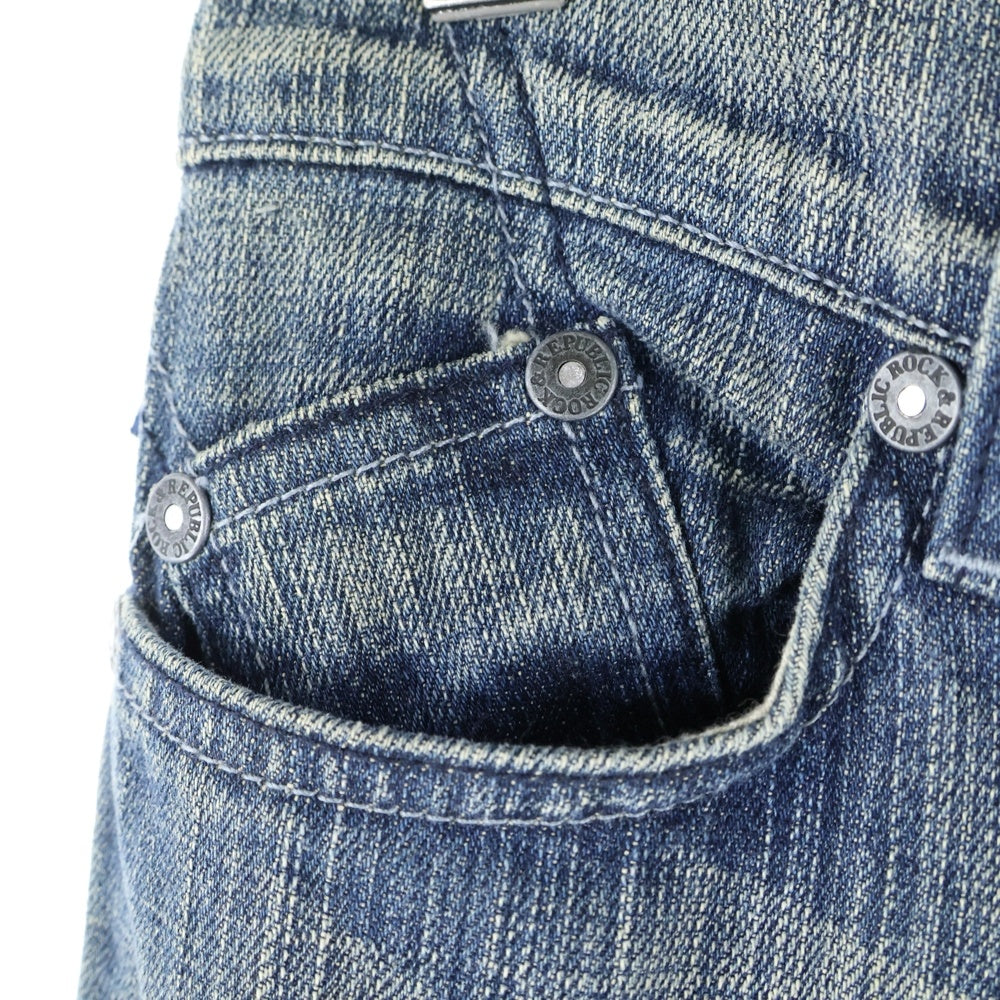 ROCK&REPUBLIC(ロックアンドリパブリック) シルバースタッズ ストレートデニムパンツ ジーンズ レディース インディゴ