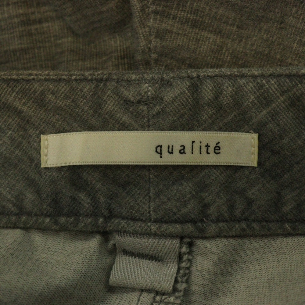 NO BRAND(ノーブランド) QUALITE (カリテ) ポリコットン テーパードスキニーパンツ レディース グレー 32330050025