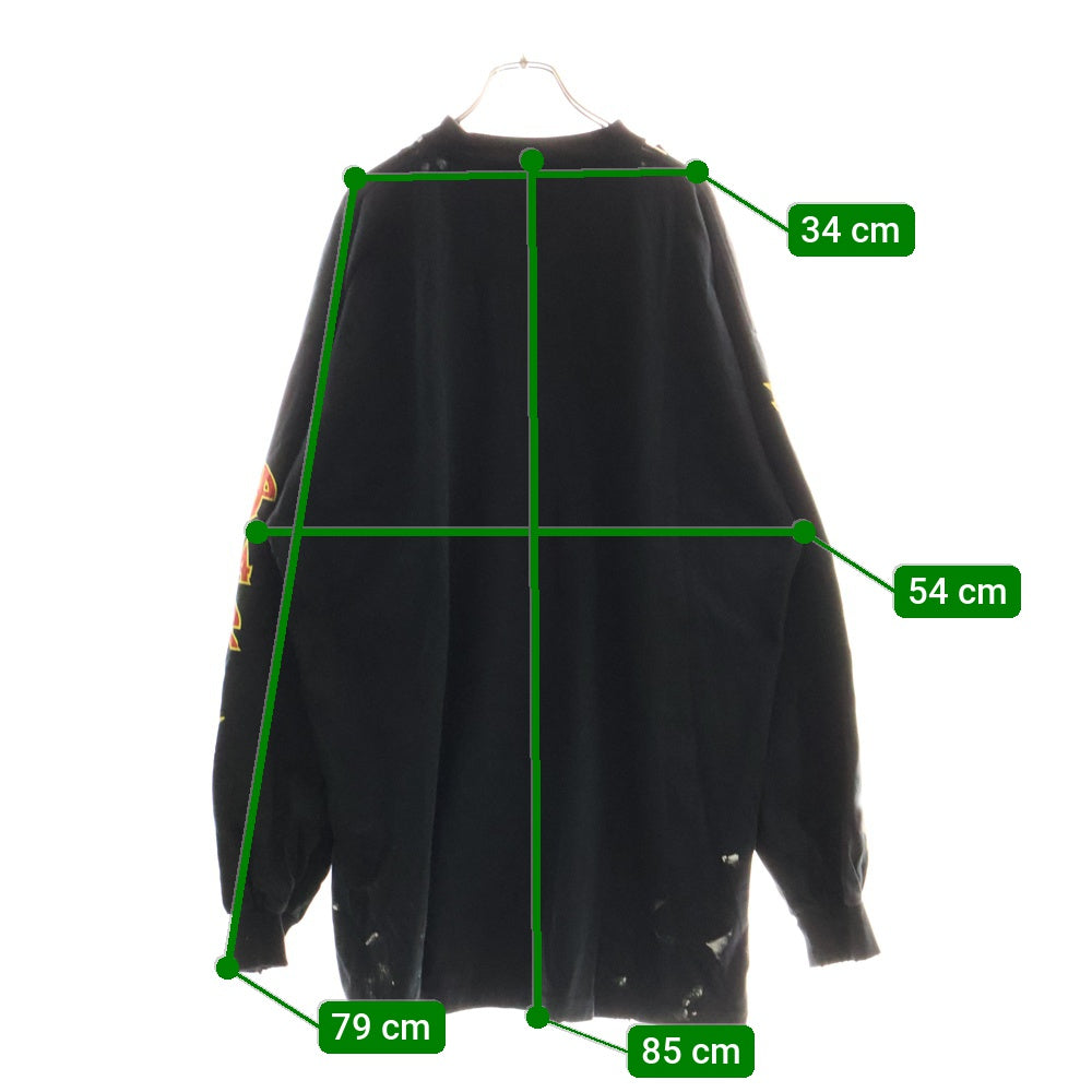BALENCIAGA(バレンシアガ) 22SS METAL OVERSIZED LONG SLEEVE TEE メタルロゴ プリント オーバーサイズ 長袖Tシャツ カットソー ブラック 693949 TMV88