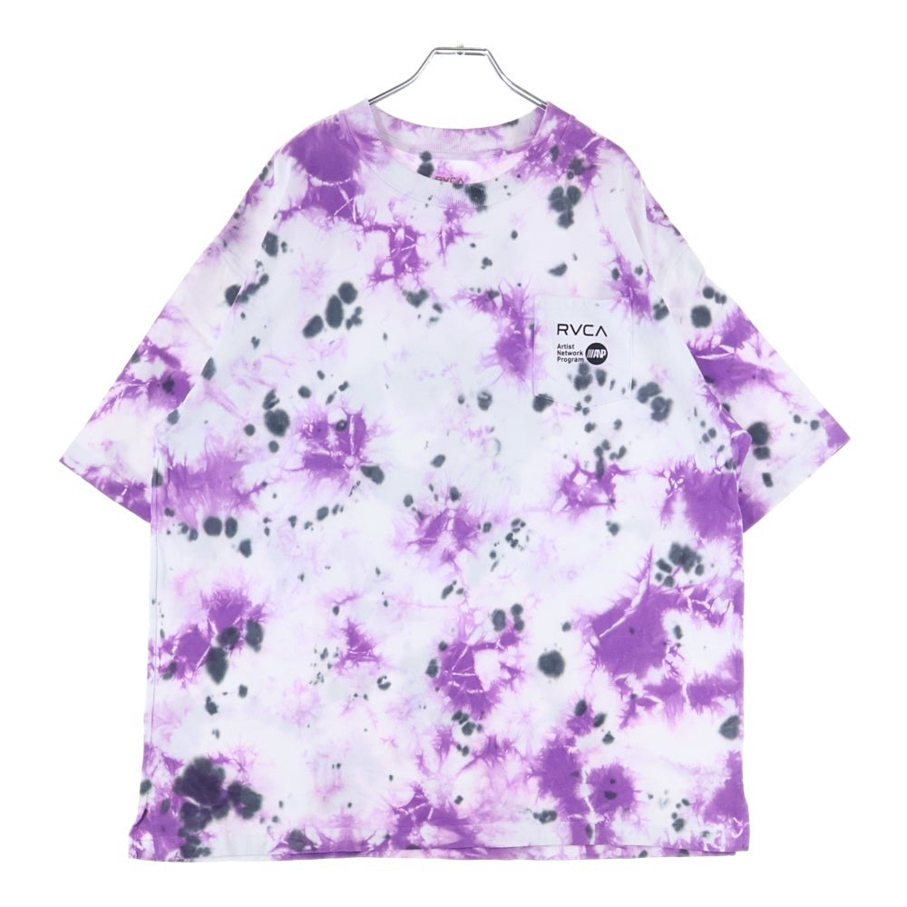 RVCA(ルーカ) SKULL AND ROSES POCKET S/S TEE スカル アンド ロージズ プリント クルーネック 半袖Tシャツ カットソー ホワイト/パープル BB041-210