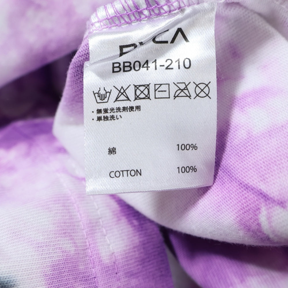 RVCA(ルーカ) SKULL AND ROSES POCKET S/S TEE スカル アンド ロージズ プリント クルーネック 半袖Tシャツ カットソー ホワイト/パープル BB041-210