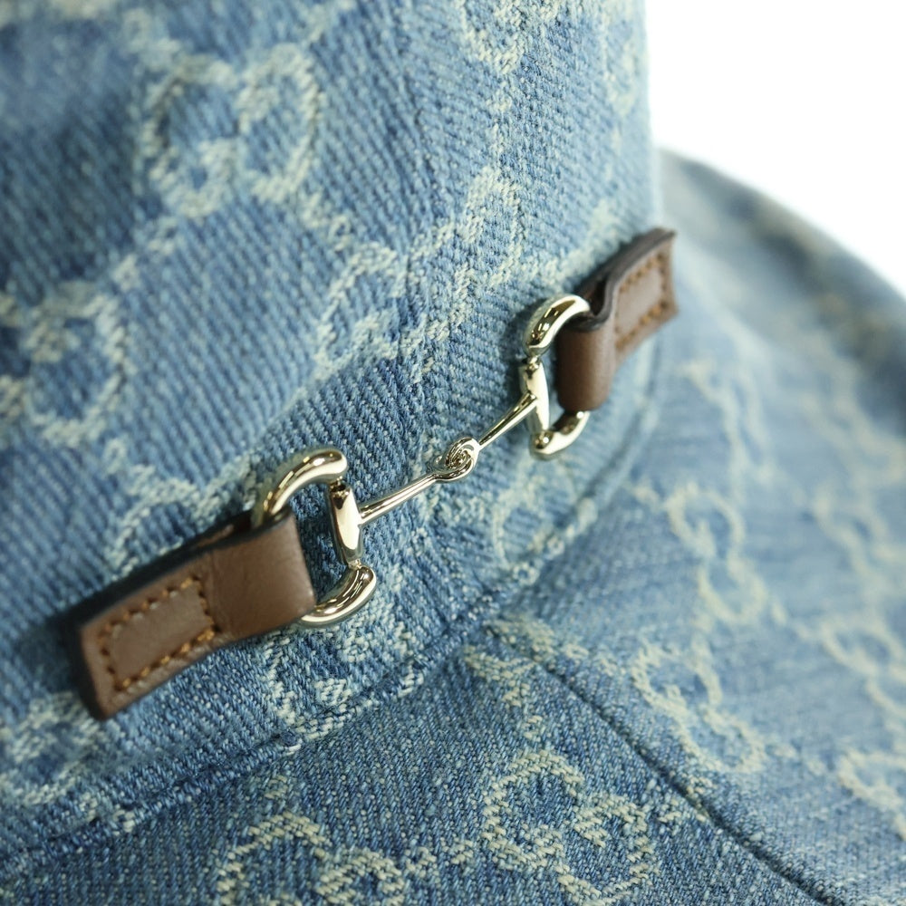 GUCCI(グッチ) GGロゴ ホースビット デニム バケットハット 帽子 インディゴ 836220 3HBCY