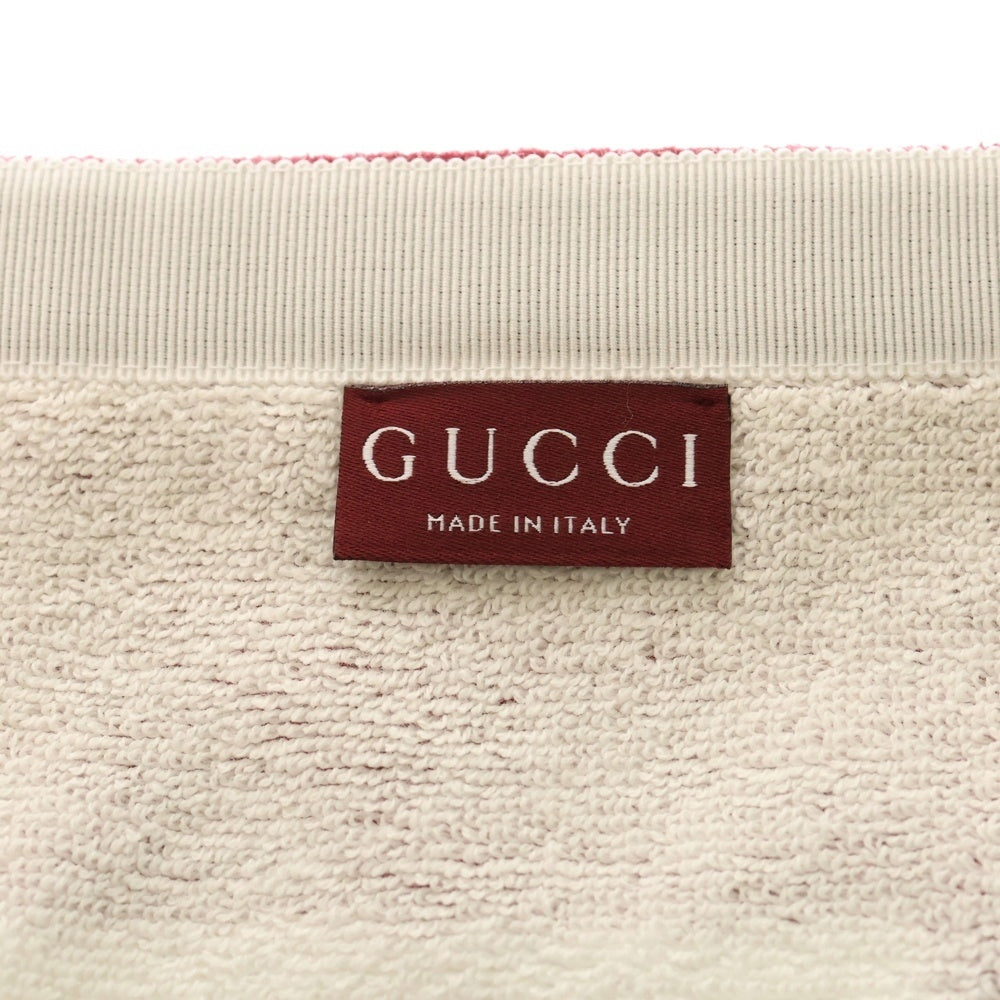 GUCCI(グッチ) フラワーモチーフ パイル地 タオル ブランケット ホワイト/ピンク 790598 3GALE