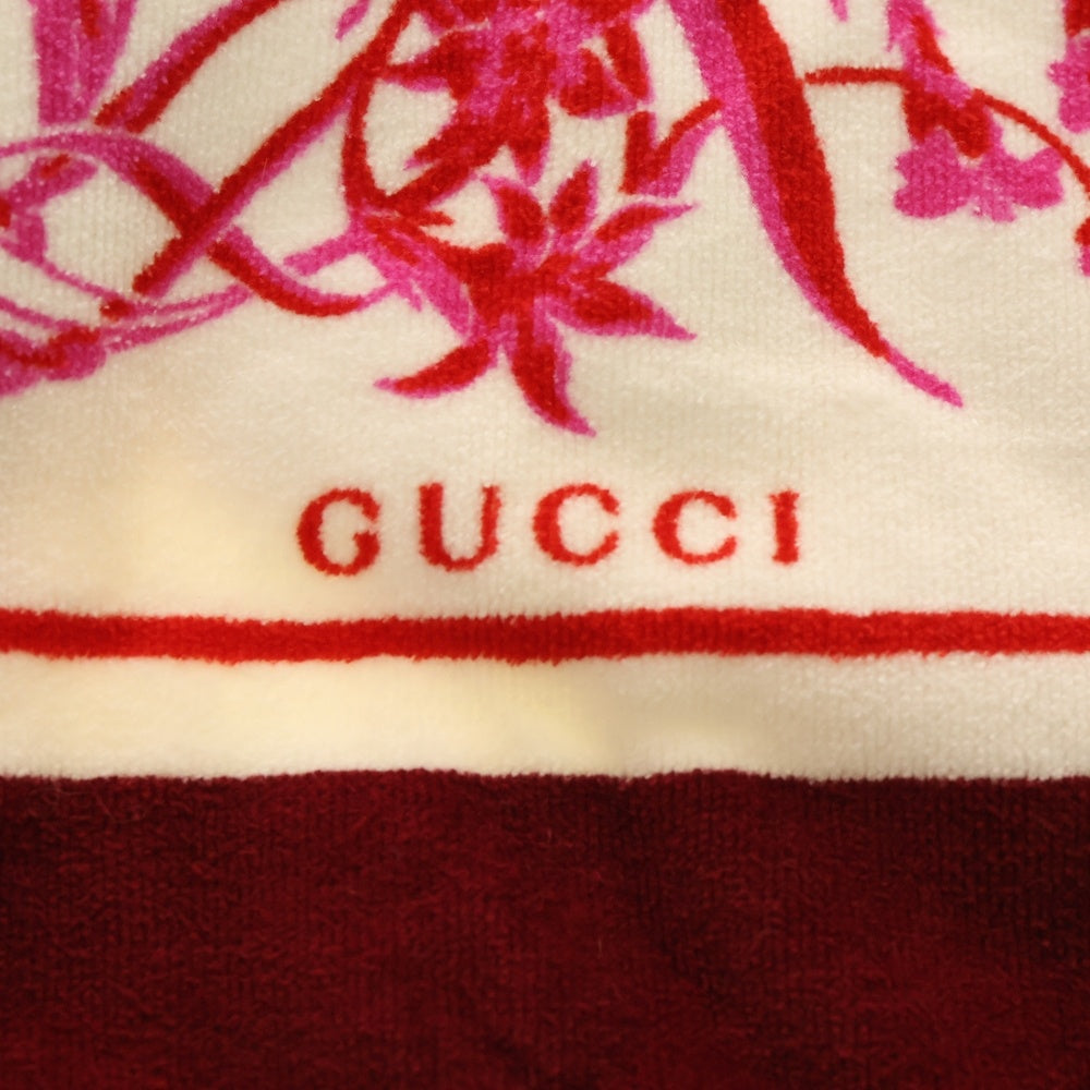 GUCCI(グッチ) フラワーモチーフ パイル地 タオル ブランケット ホワイト/ピンク 790598 3GALE
