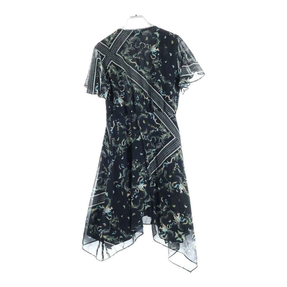 ALLSAINTS(オールセインツ) グラスプリント シアー ドレープ ブラウス ワンピース レディース ブラック/グリーン