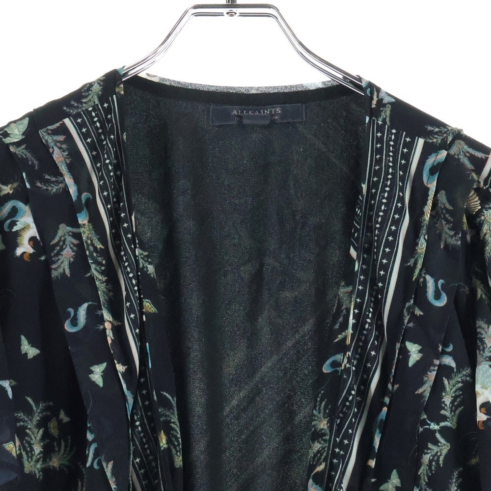 ALLSAINTS(オールセインツ) グラスプリント シアー ドレープ ブラウス ワンピース レディース ブラック/グリーン