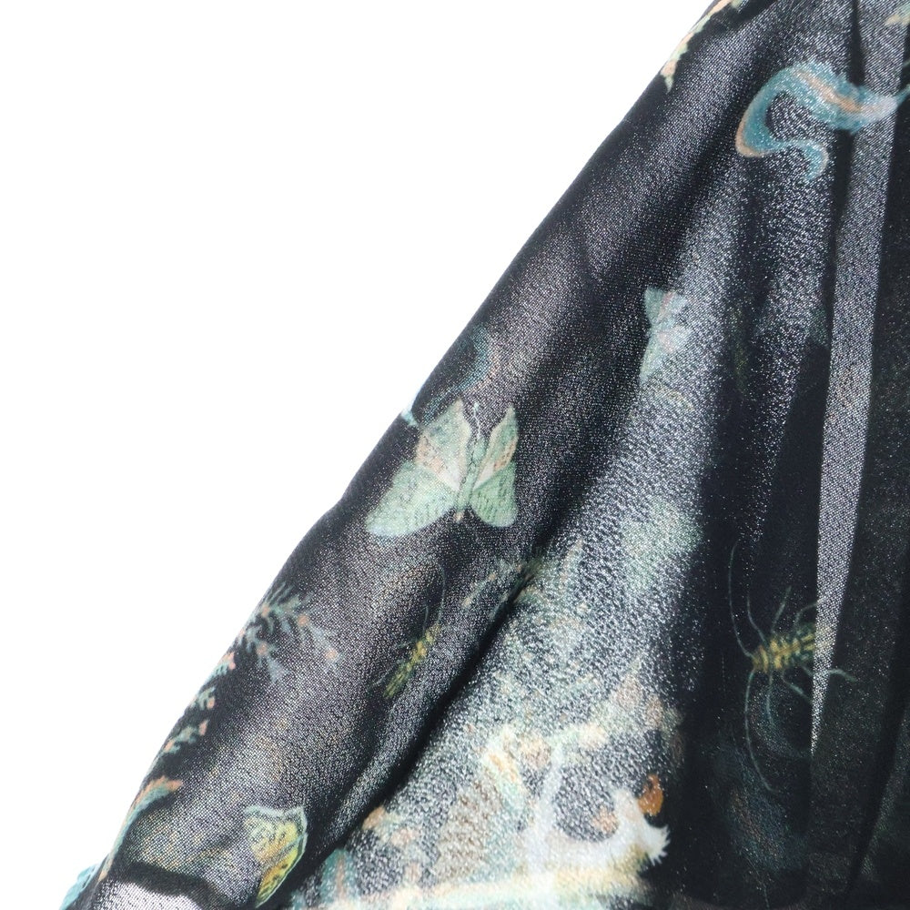 ALLSAINTS(オールセインツ) グラスプリント シアー ドレープ ブラウス ワンピース レディース ブラック/グリーン