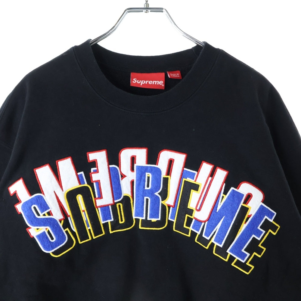 SUPREME(シュプリーム) 21SS Stacked Crewneck スタックロゴ クルーネックスウェットトレーナー ブラック